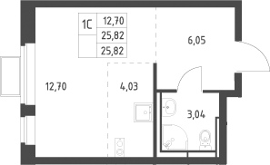 Студия, 25.82 м², 3/12 этаж, ЖК «Новое Видное»