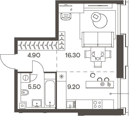 Студия, 35.9 м², 11/12 этаж, ЖК «Инджой»