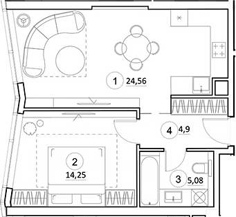 2-комн., 48.79 м², 6/35 этаж, ЖК «УНО.Горбунова»