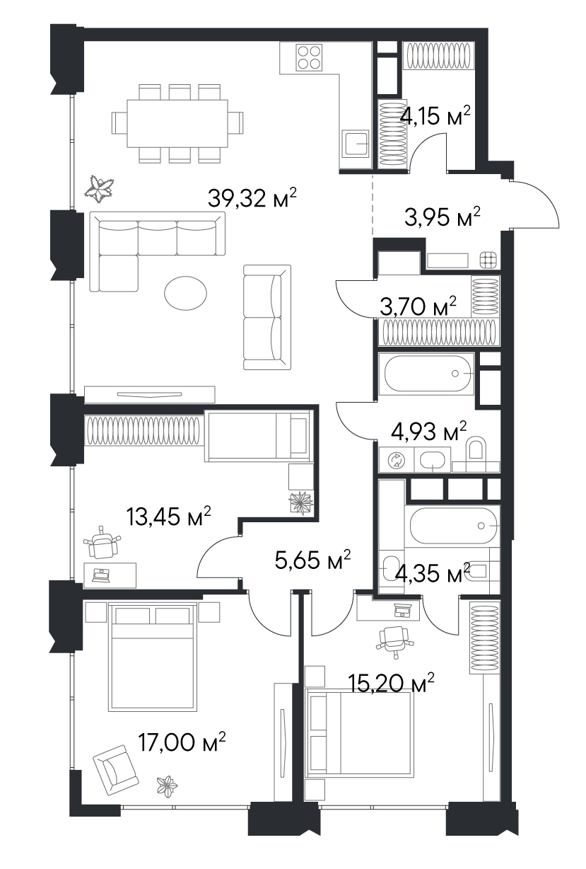 4+ комнаты, 108.9 м², 28/28 этаж, ЖК «Первый Нагатинский»