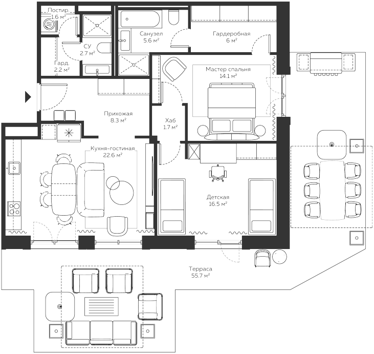 3-комн. River Residences