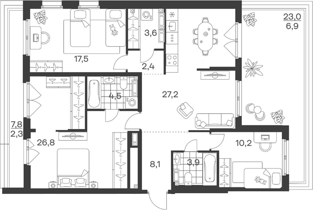 4-комн. квартира, 104.2 м² в ЖК Символ. ГК Трест — фото 2