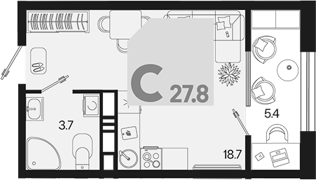 Студия квартира, 22.4 м² в ЖК Первое место — фото 2