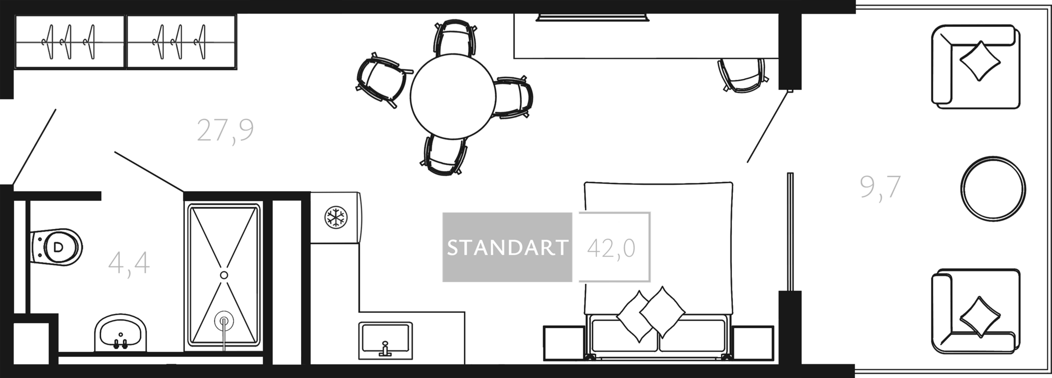 Студия, 32.3 м², 3/4 этаж, ЖК «Палаццо Де Агой»