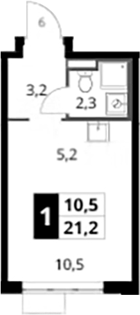 Студия, 21.2 м², 3/24 этаж, ЖК «1-й Донской»