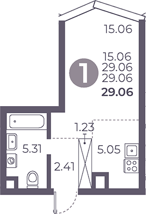 Студия, 29.06 м², 33/39 этаж, ЖК «Мневники от Гранель»