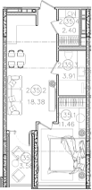 1-комн. квартира, 36.15 м² в ЖК Гостиничный комплекс Белые ночи — фото 2