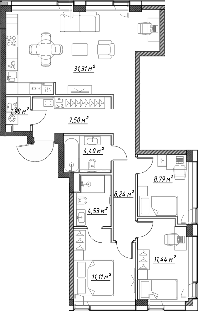 4+ комнаты, 89.2 м², 6/22 этаж, ЖК «Веер»