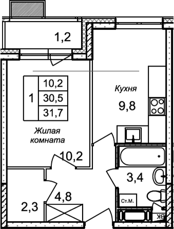 1-комн. Квартал Светлый