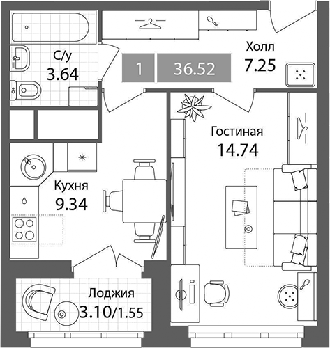 1-комн. Планерный квартал