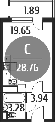 Студия, 26.81 м², 3/5 этаж, ЖК «Равновесие»