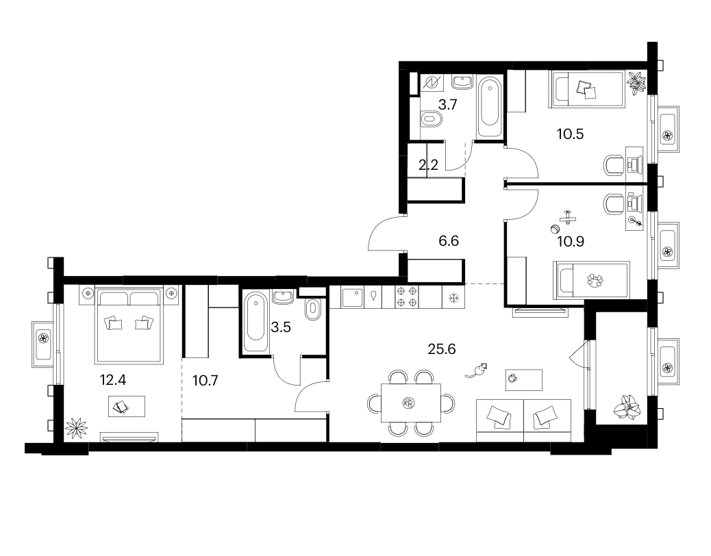 3-комн., 86.1 м², 17/17 этаж, ЖК «Белая Дача парк»