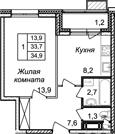1-комн. Квартал Светлый