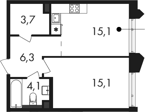 1-комн. Петровский Парк II