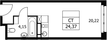 Студия, 24.37 м², 4/21 этаж, ЖК «Волковская 67»