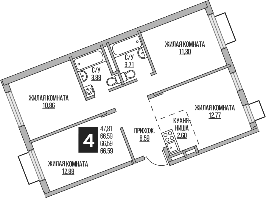 4-комн. Гранель Аникеевский