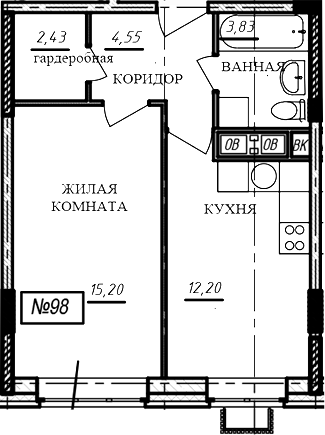 1-комн., 38.2 м², 5/16 этаж, ЖК «Краснофлотский»