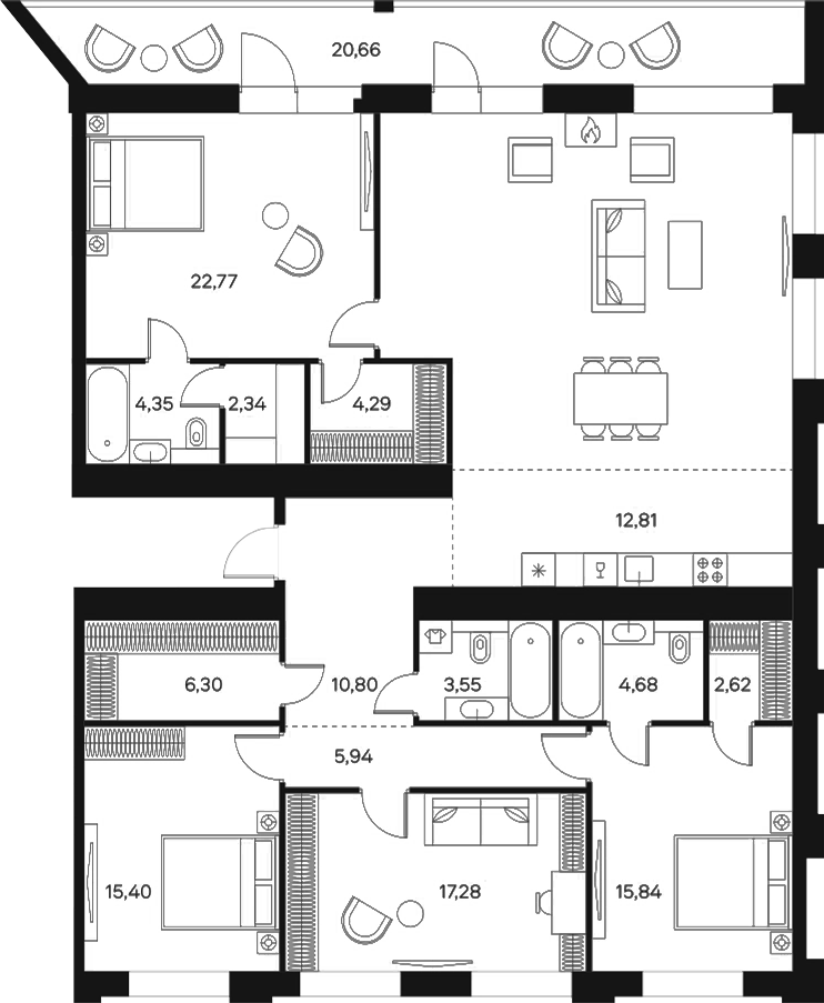 4+ комнаты, 173.75 м², 20/20 этаж, ЖК «FORST. hoomie»