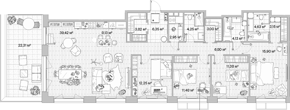 4+ комнаты, 137.64 м², 9/12 этаж, ЖК «МЫС»
