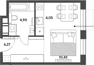 Студия, 25.65 м², 6/15 этаж, ЖК «Публицист»