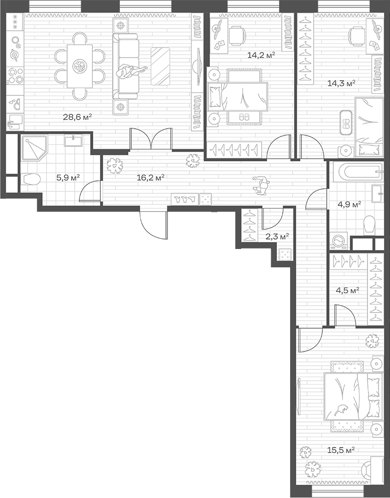 3-комн., 106.4 м², 11/12 этаж, ЖК «Аристов Берег»