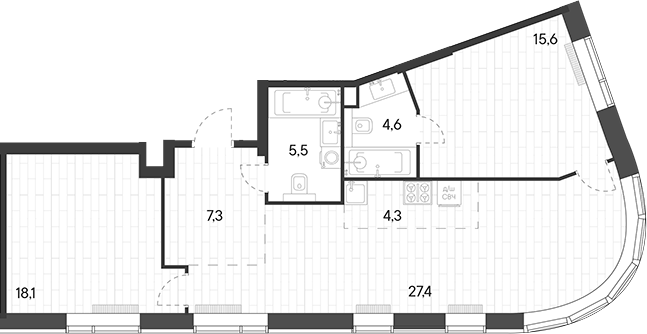 3-комн., 82.8 м², 18/29 этаж, ЖК «Родина Переделкино»