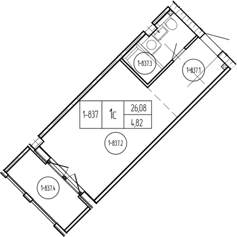 Продается 1-комн. квартира, 26.08 м²