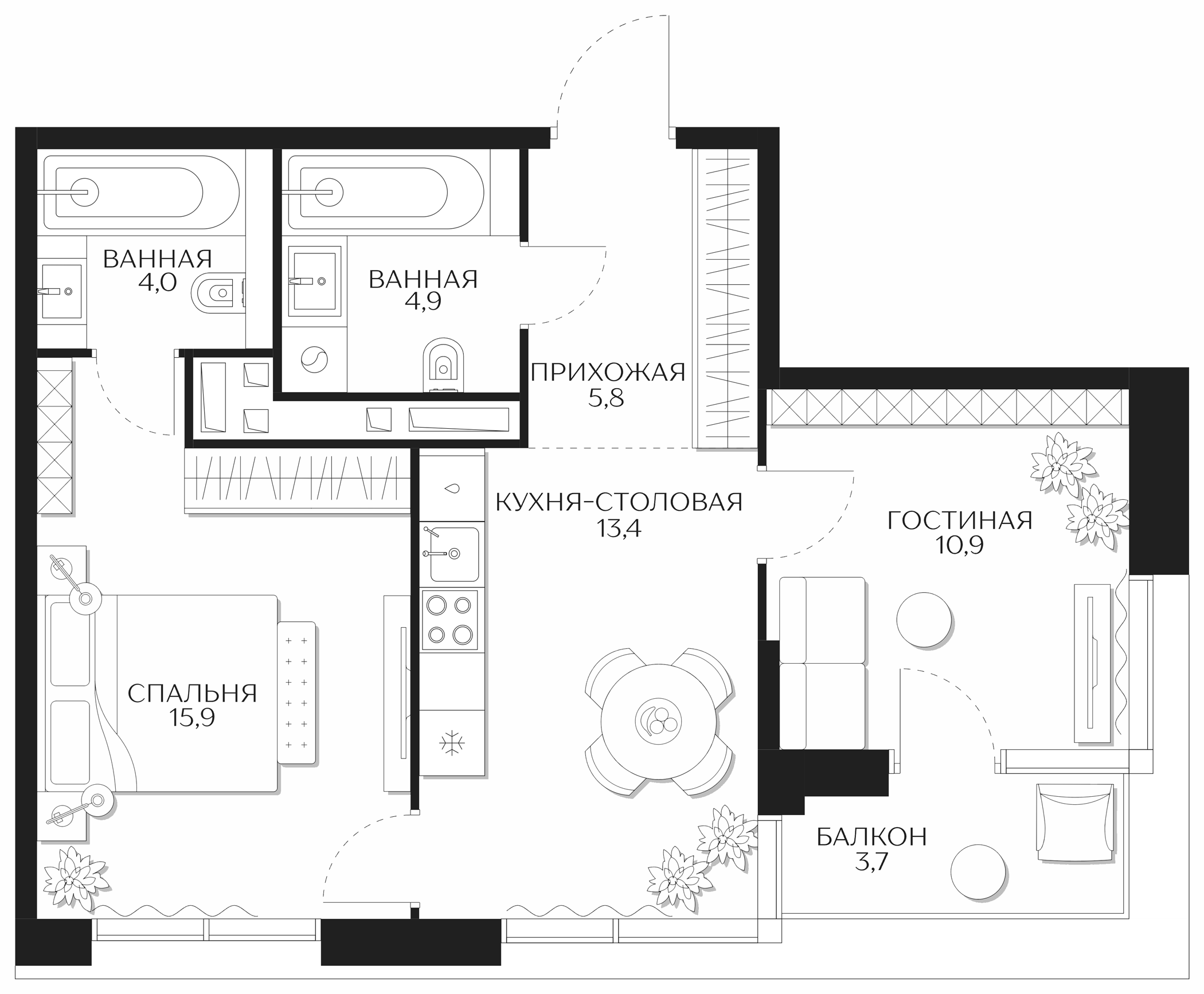 2-комн. Кутузов Сити