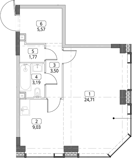 Студия, 47.77 м², 16/56 этаж, ЖК «СИТИДЗЕН»