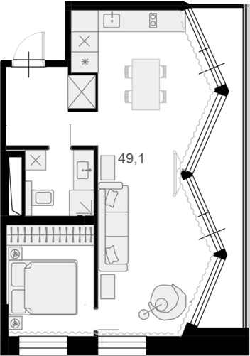 Студия, 55.16 м², 3/13 этаж, ЖК «Резиденции архитекторов»