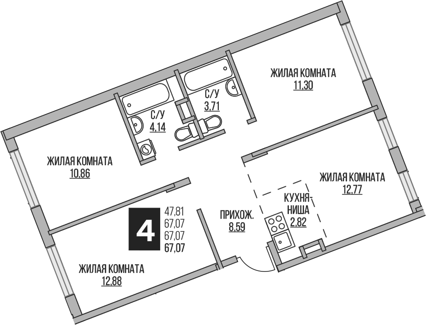 4-комн. Гранель Аникеевский