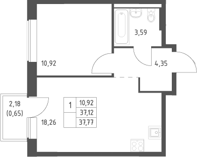 2-комн., 37.12 м², 10/12 этаж, ЖК «Большое Юрлово»