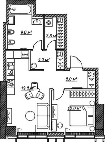 2-комн., 53.3 м², 18/59 этаж, ЖК «Веер»