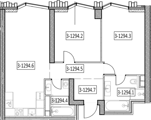 3-комн., 75.2 м², 14/55 этаж, ЖК «Айс Тауэрс»