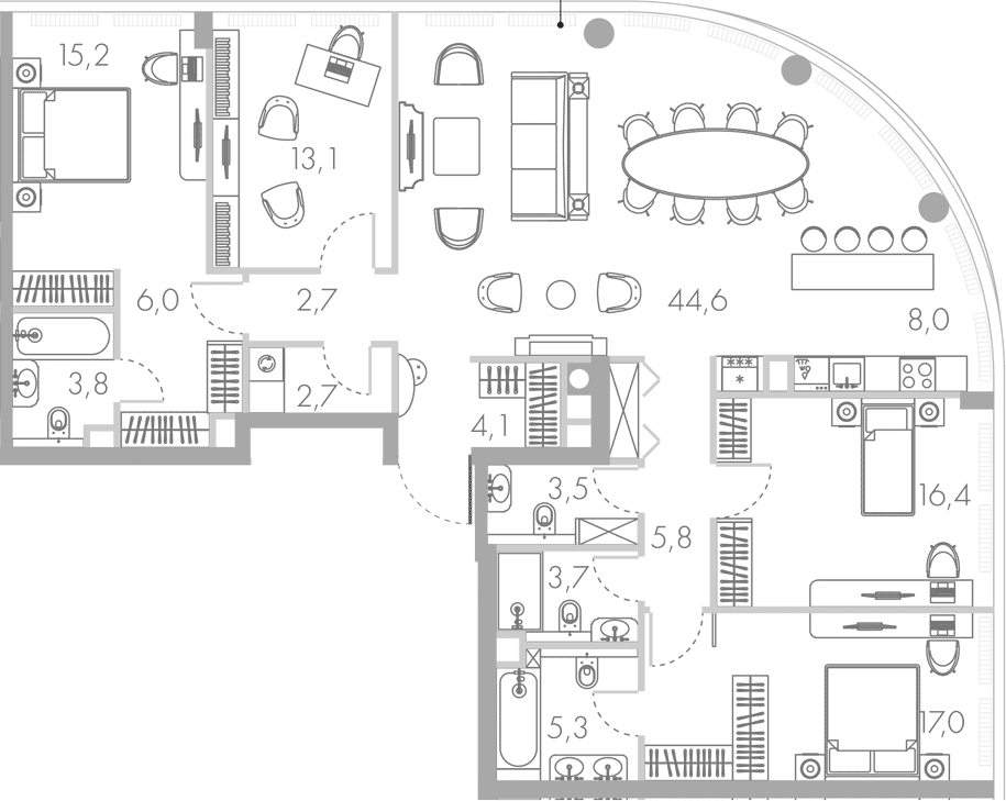 4+ комнаты, 151.9 м², 45/45 этаж, ЖК «Ривер Парк Кутузовский»