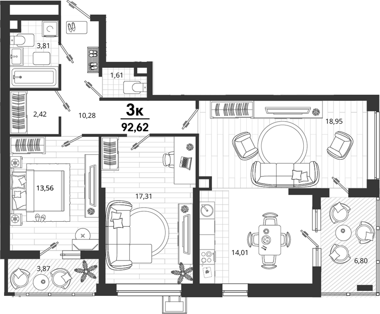 Продается 3-комн. квартира, 81.95 м² — фото 2