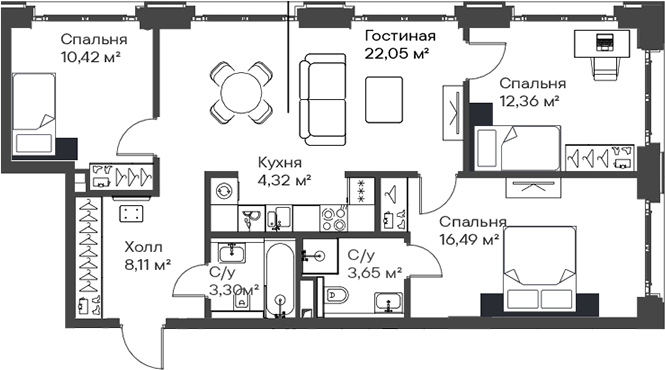 4+ комнаты, 80.7 м², 14/15 этаж, ЖК «Сити Бэй»