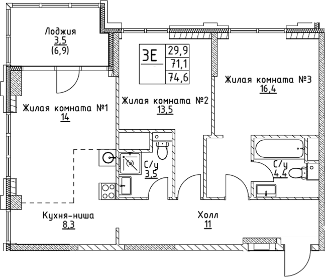 3-комн. ВЭРИ на Миклухо-Маклая