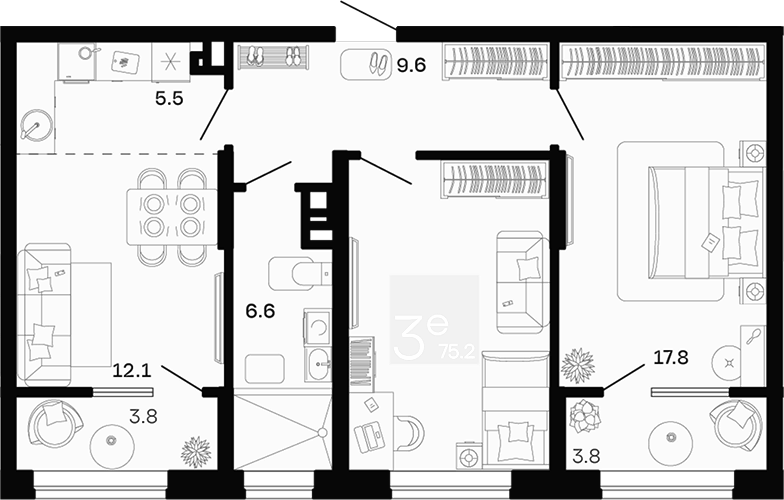 3-комн. квартира, 67.6 м² в ЖК Хозяин Морей — фото 2