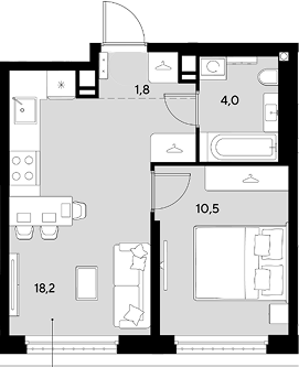 Продается 1-комн. квартира, 34.5 м²