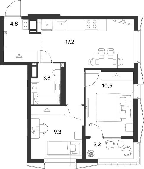 Продается 2-комн. квартира, 45.6 м²