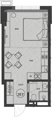 Студия, 29.5 м², 6/8 этаж, ЖК «Оливия»