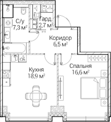 1-комн., 52 м², 2/41 этаж, ЖК «СЕЗАР БУДУЩЕЕ»