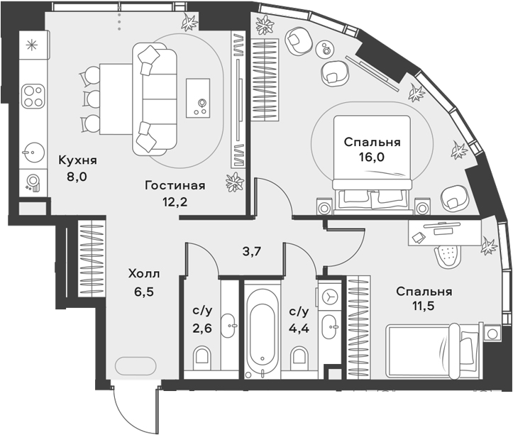 3-комн. АЛИА