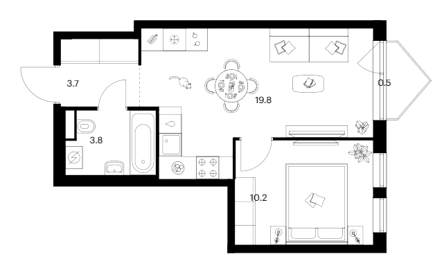 1-комн., 37.5 м², 9/30 этаж, ЖК «Строгино 360»