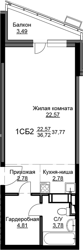 Студия, 37.05 м², 17/17 этаж, ЖК «Соболевка»