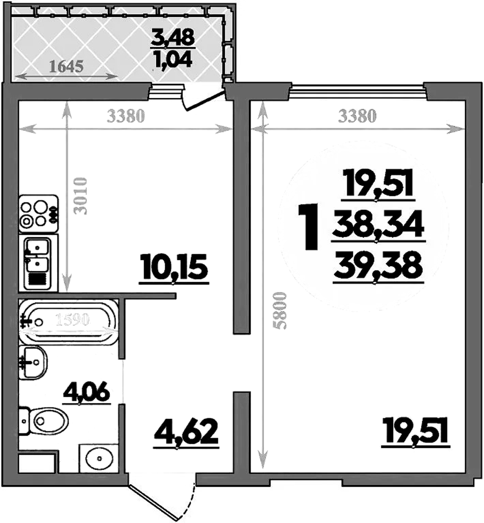 1-комн. квартира, 38.34 м² в ЖК Предгорье Лаго-Наки — фото 2
