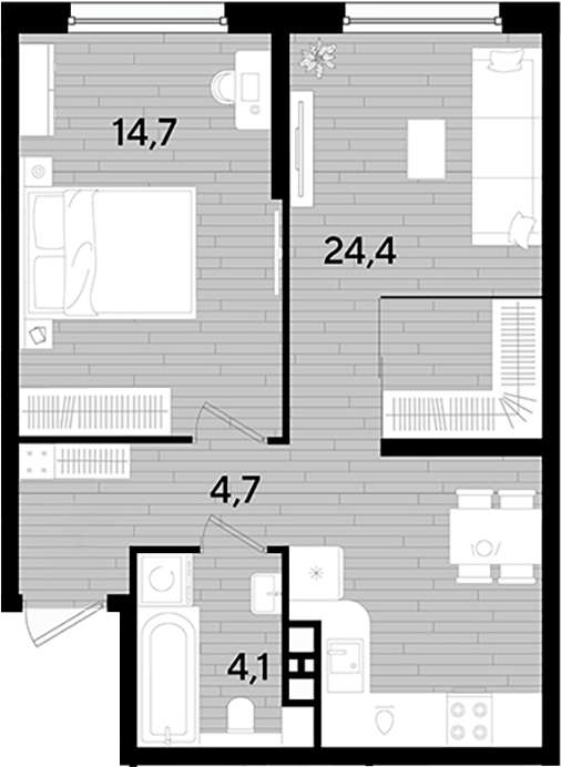 1-комн. квартира, 47.9 м² в ЖК DОГМА ПАРК — фото 2