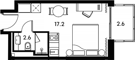 Студия, 19.8 м², 20/23 этаж, ЖК «Аквилон Сигнал»