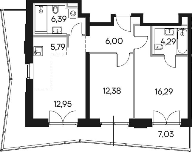 3-комн., 65.61 м², 31/39 этаж, ЖК «Селигер Сити»